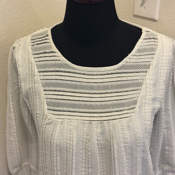2 FOR $20 Express White Lace Puff Sleeve Blouse Top Peasant Boho 3/4 Sleeve M - Picture 2 of 10